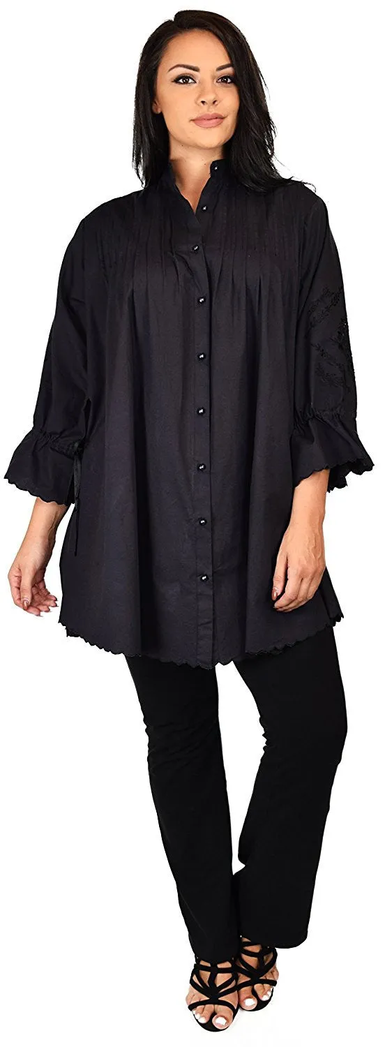 Embroidered Shirt, Plus Size Shirt, Oversized Button Down Dress Shirt, Embroidered Blouse