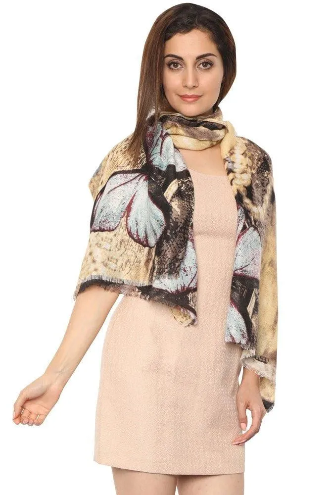 FabSeasons Abstract Yellow Printed Cotton Scarves for Women