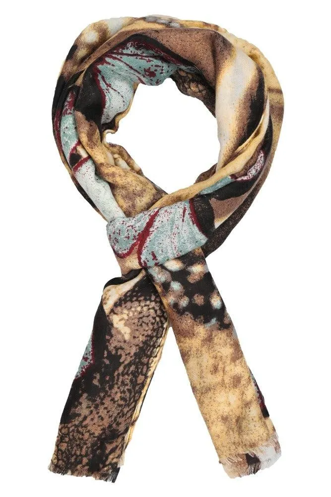FabSeasons Abstract Yellow Printed Cotton Scarves for Women