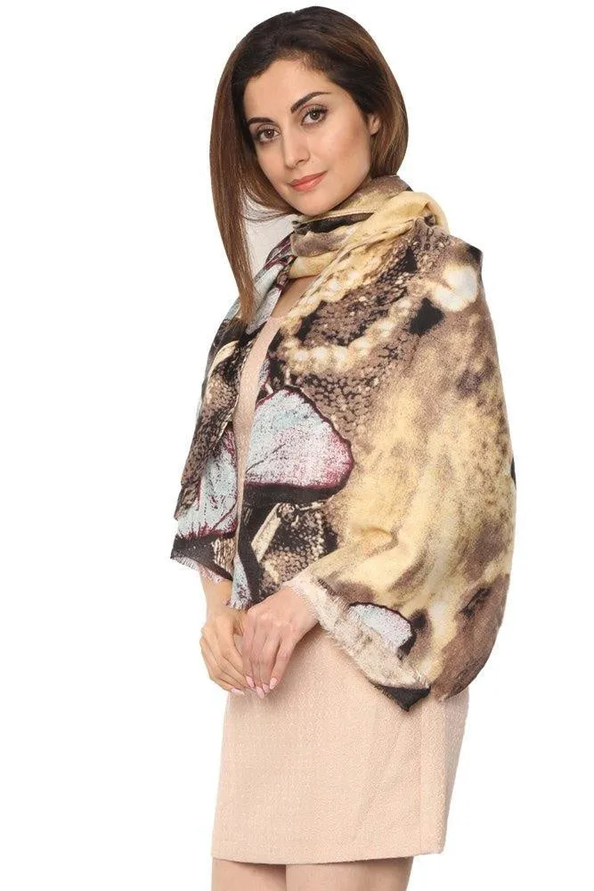 FabSeasons Abstract Yellow Printed Cotton Scarves for Women