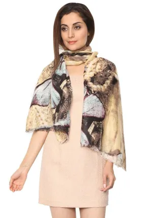 FabSeasons Abstract Yellow Printed Cotton Scarves for Women