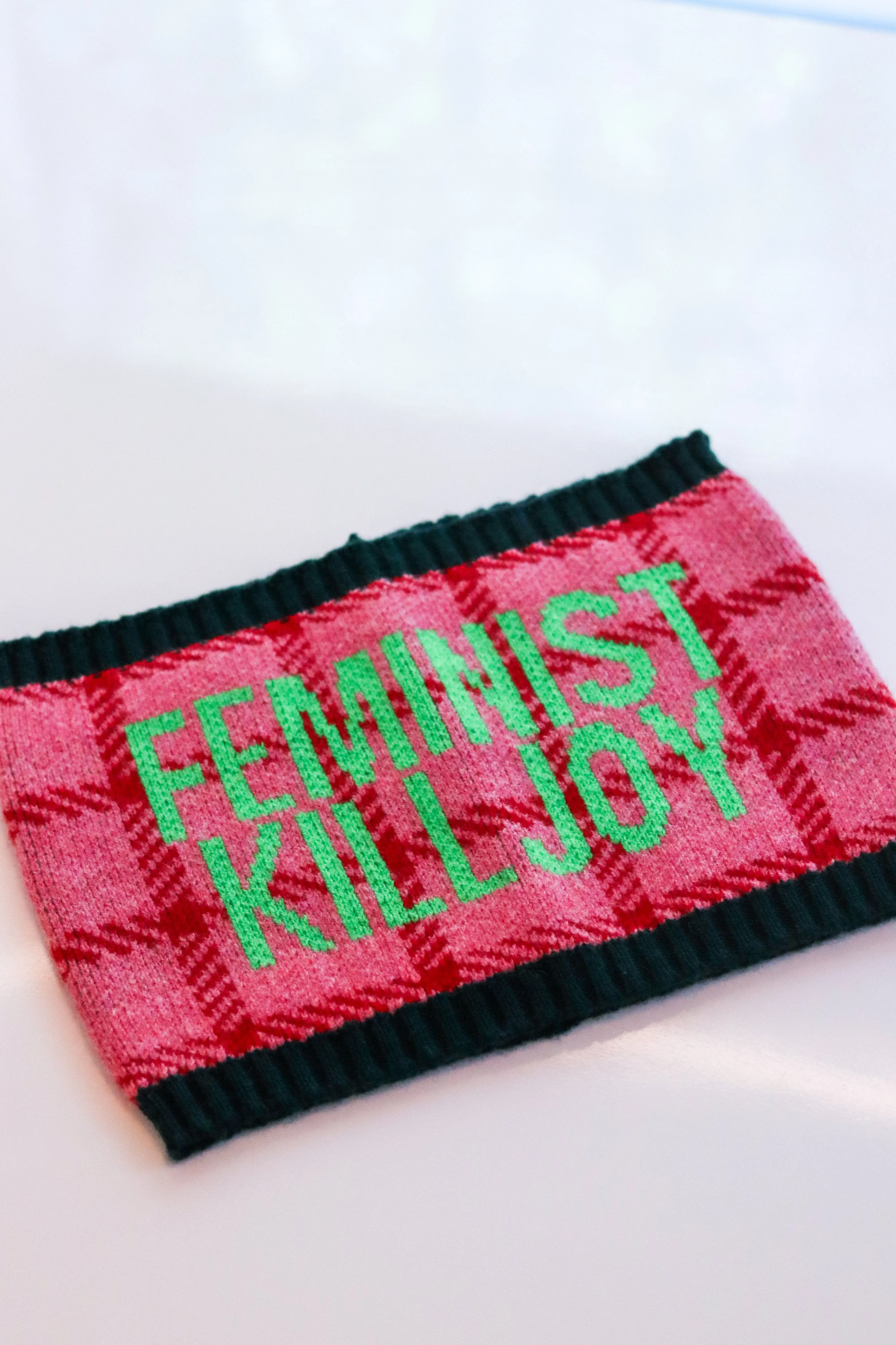 Feminist Killjoy Snood in French Rose & Neon Green