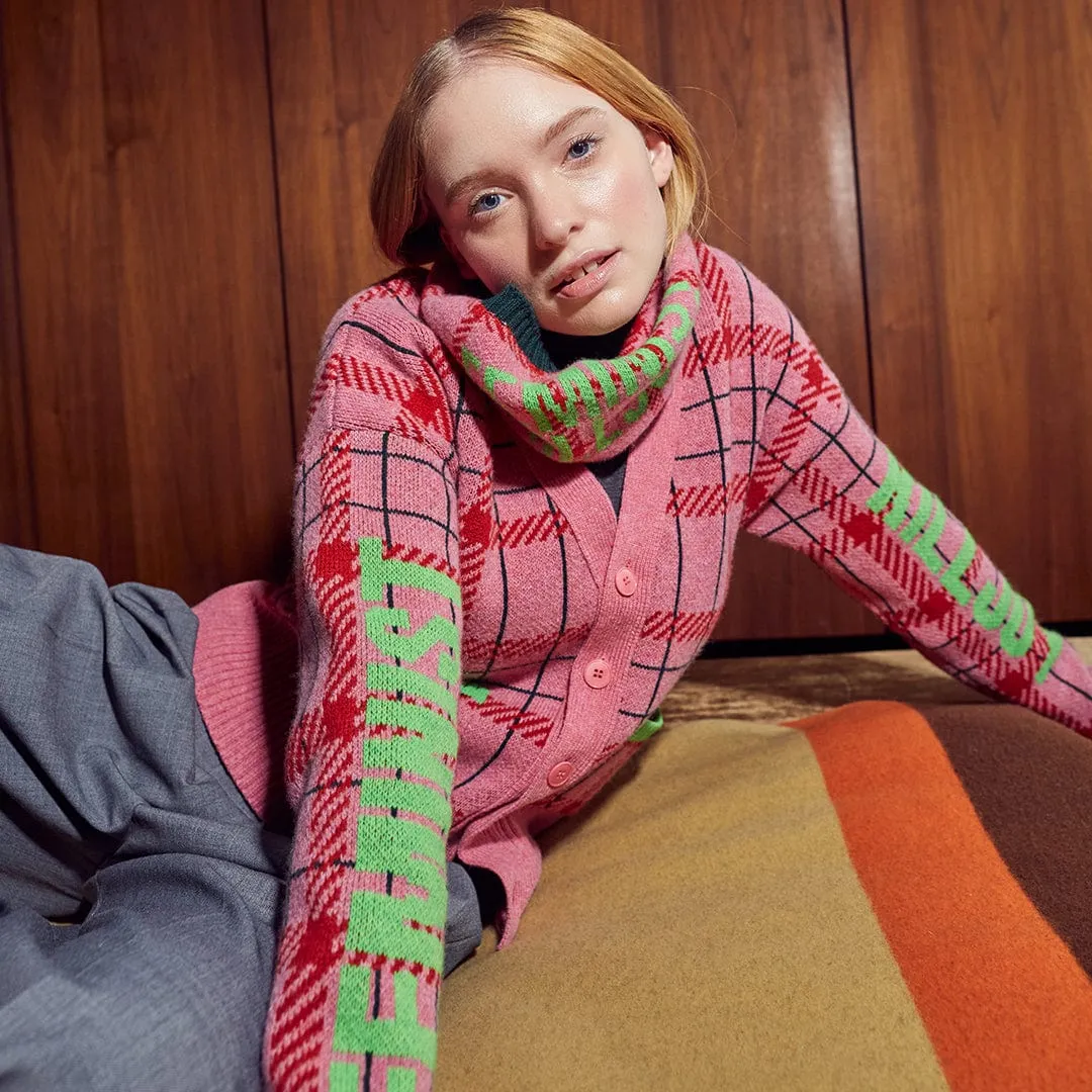 Feminist Killjoy Snood in French Rose & Neon Green