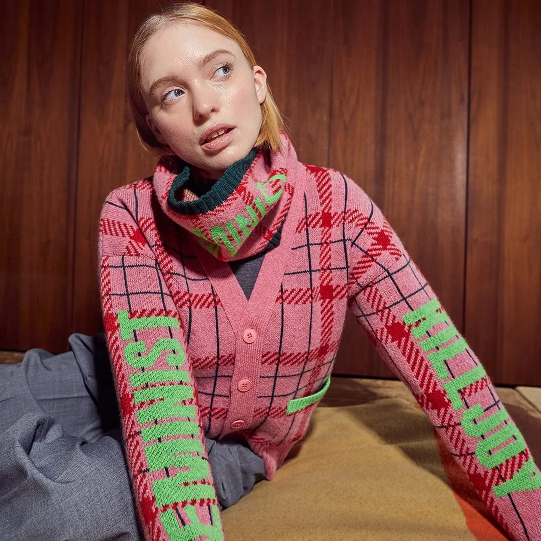 Feminist Killjoy Snood in French Rose & Neon Green