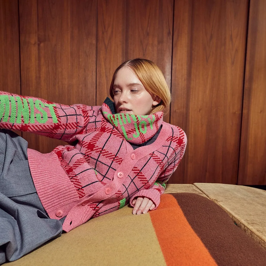 Feminist Killjoy Snood in French Rose & Neon Green