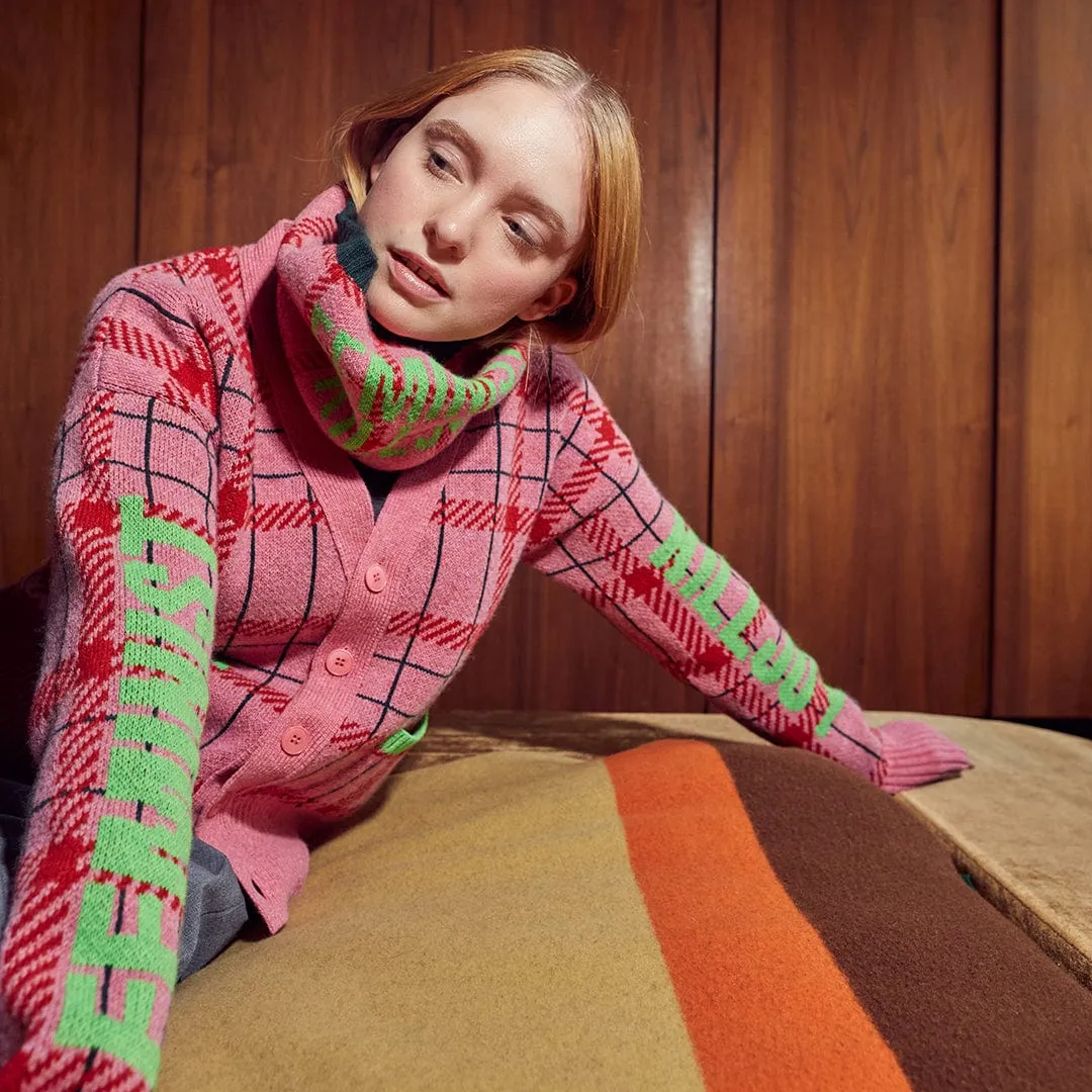 Feminist Killjoy Snood in French Rose & Neon Green