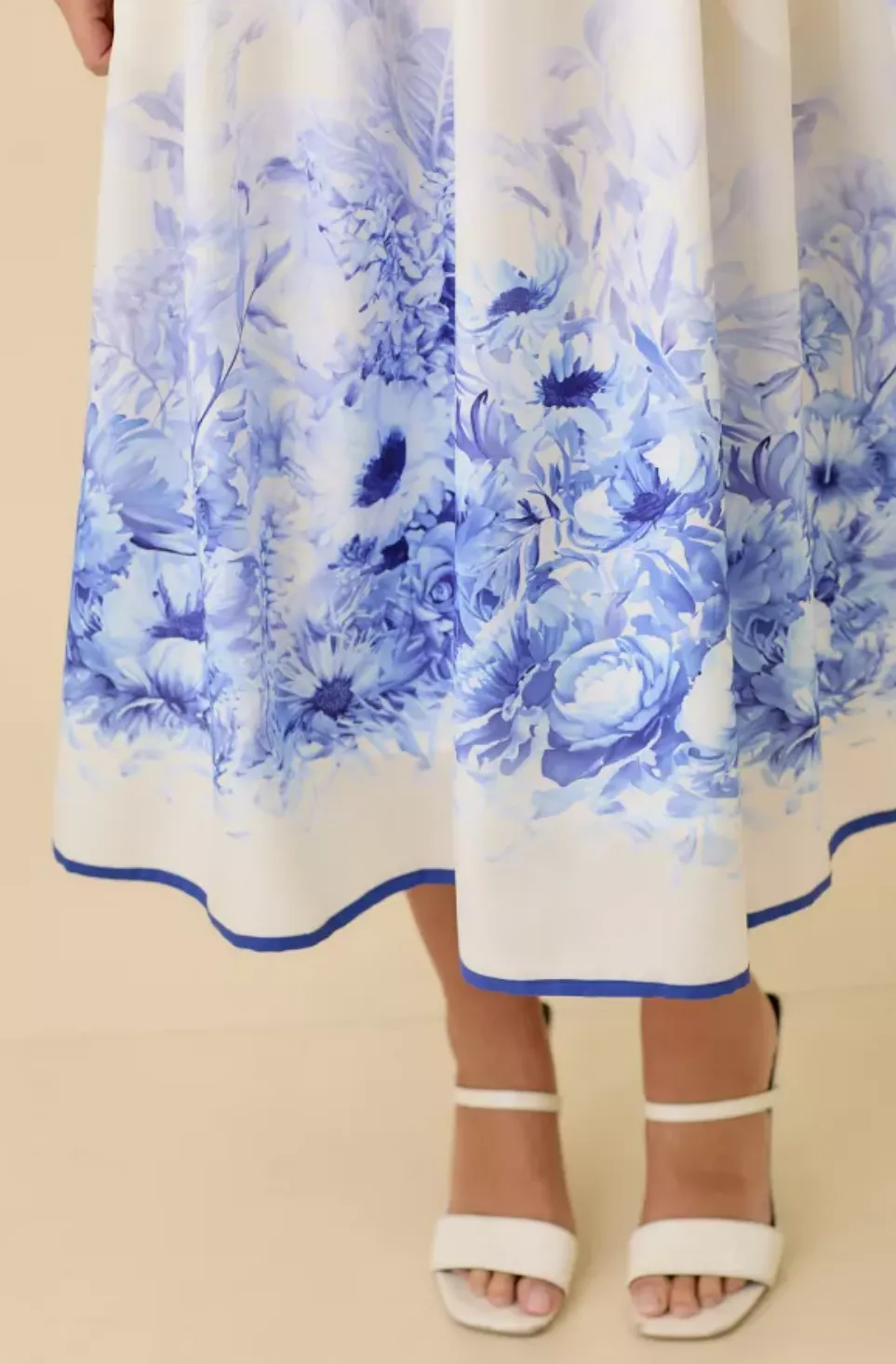 Floral Printed Border Midi Dress With Contrast Binding Detail