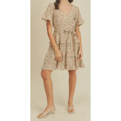 Floral Short Sleeve V-Neck Dress by On You