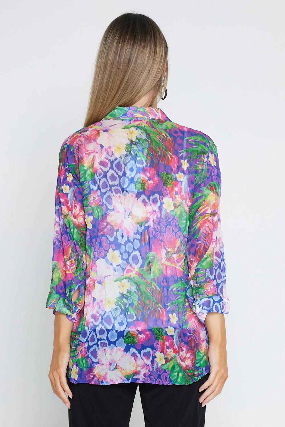 Georgette Digital Print Shirt - Sapphire Blooms