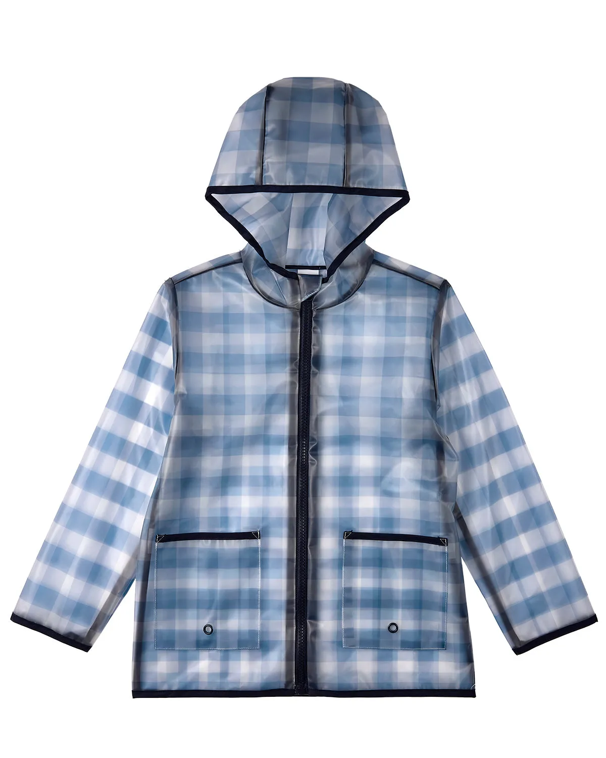 Kids "Checkmate" Checkered Raincoat with Self-Storage Pouch