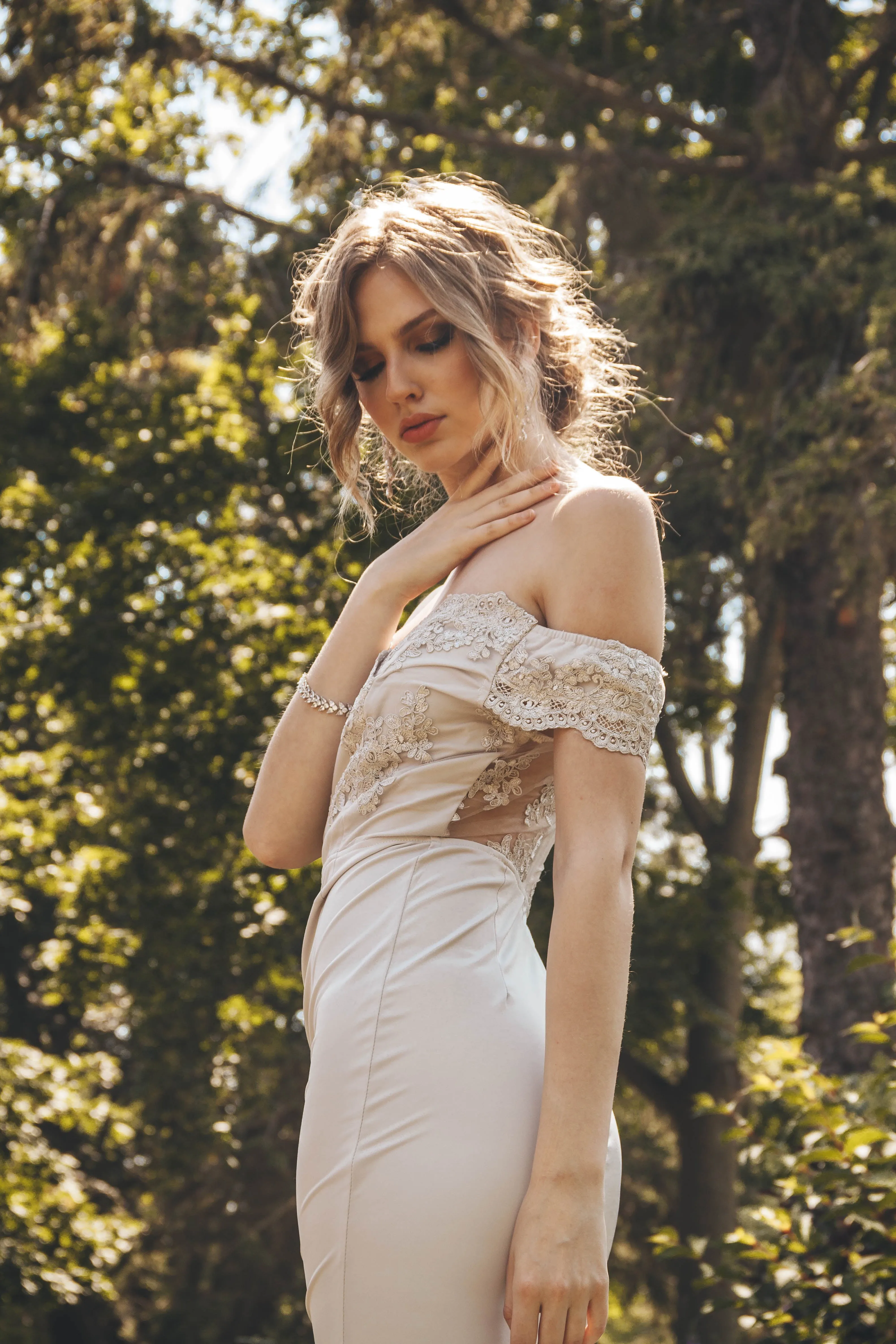 Lace Long Dress with Train