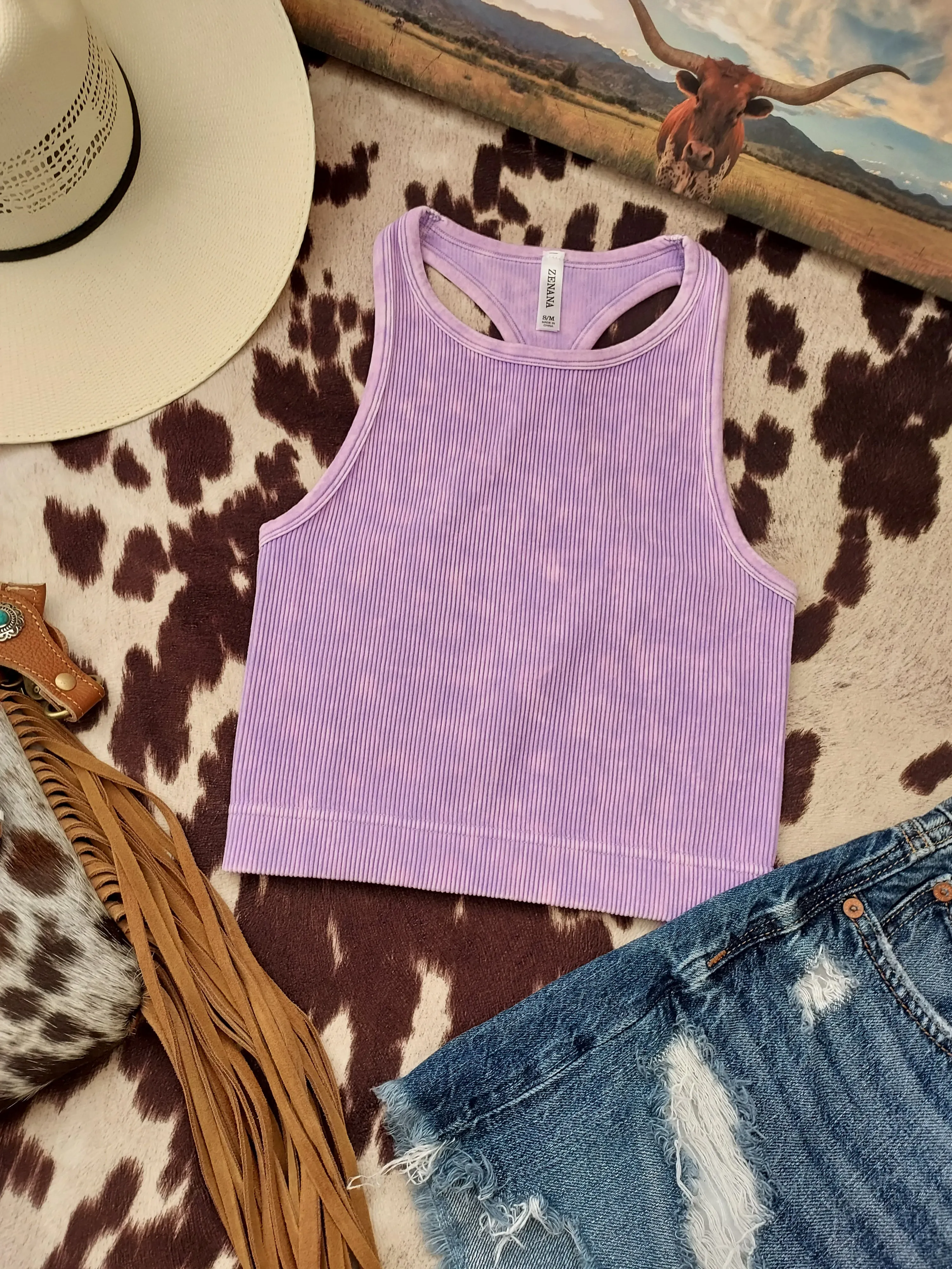 Lavander high neck seamless tank