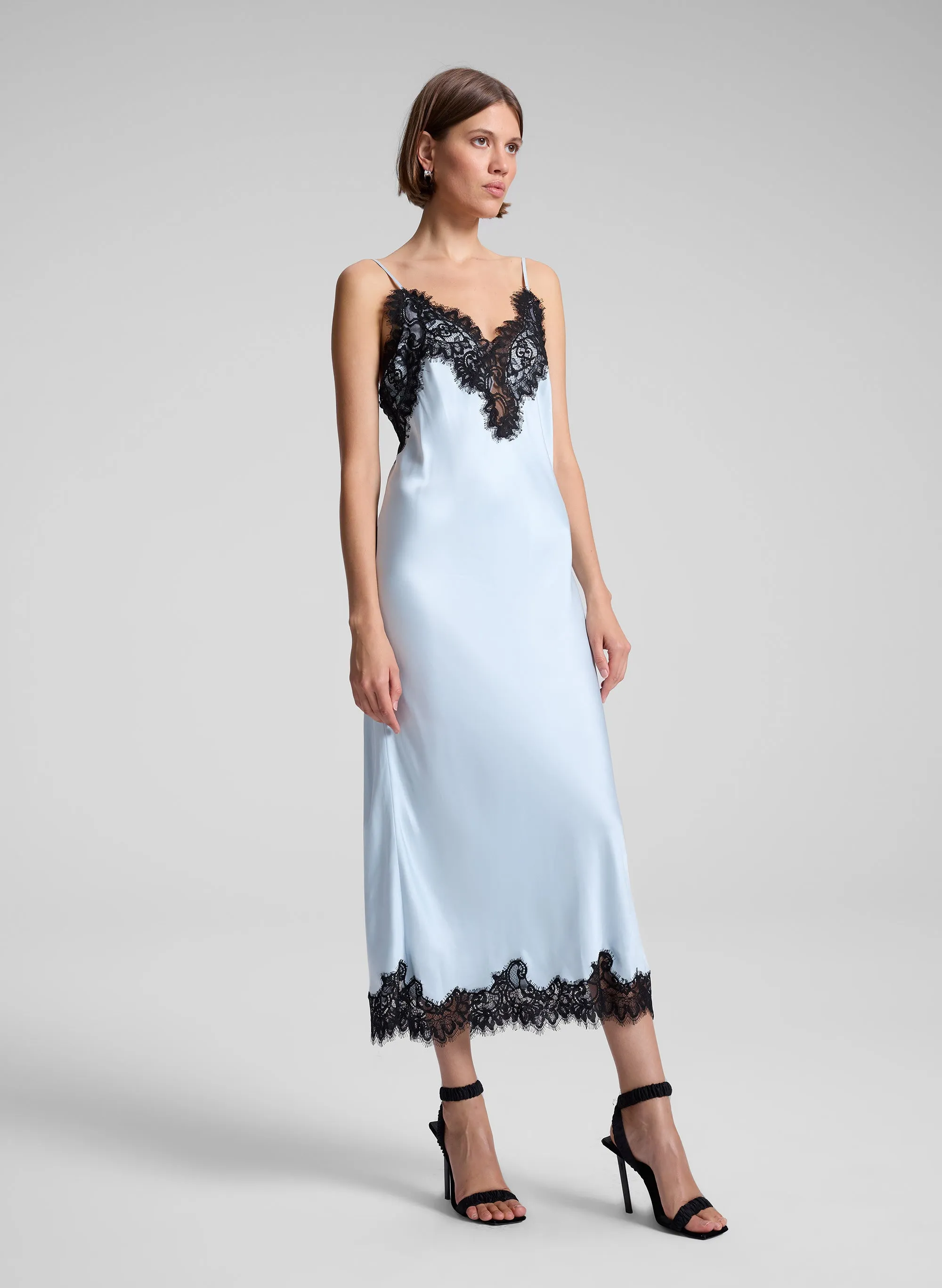 Lennon Satin and Lace Midi Dress