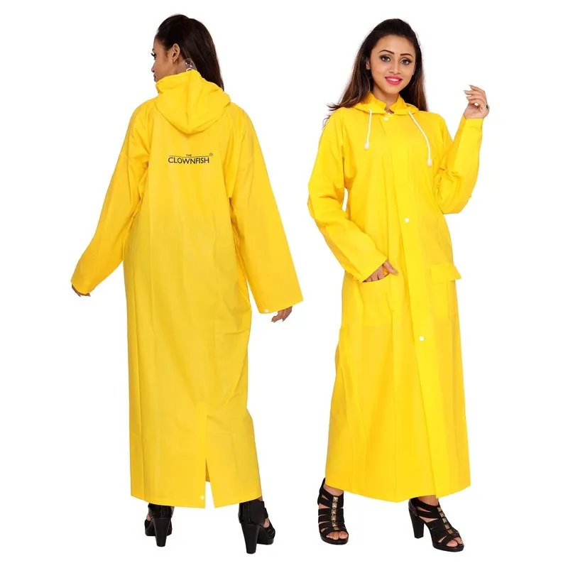 Long PVC Raincoat with Adjustable Hood | Comes with Storage Bag | Size: XL | Yellow
