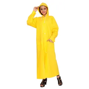 Long PVC Raincoat with Adjustable Hood | Comes with Storage Bag | Size: XL | Yellow
