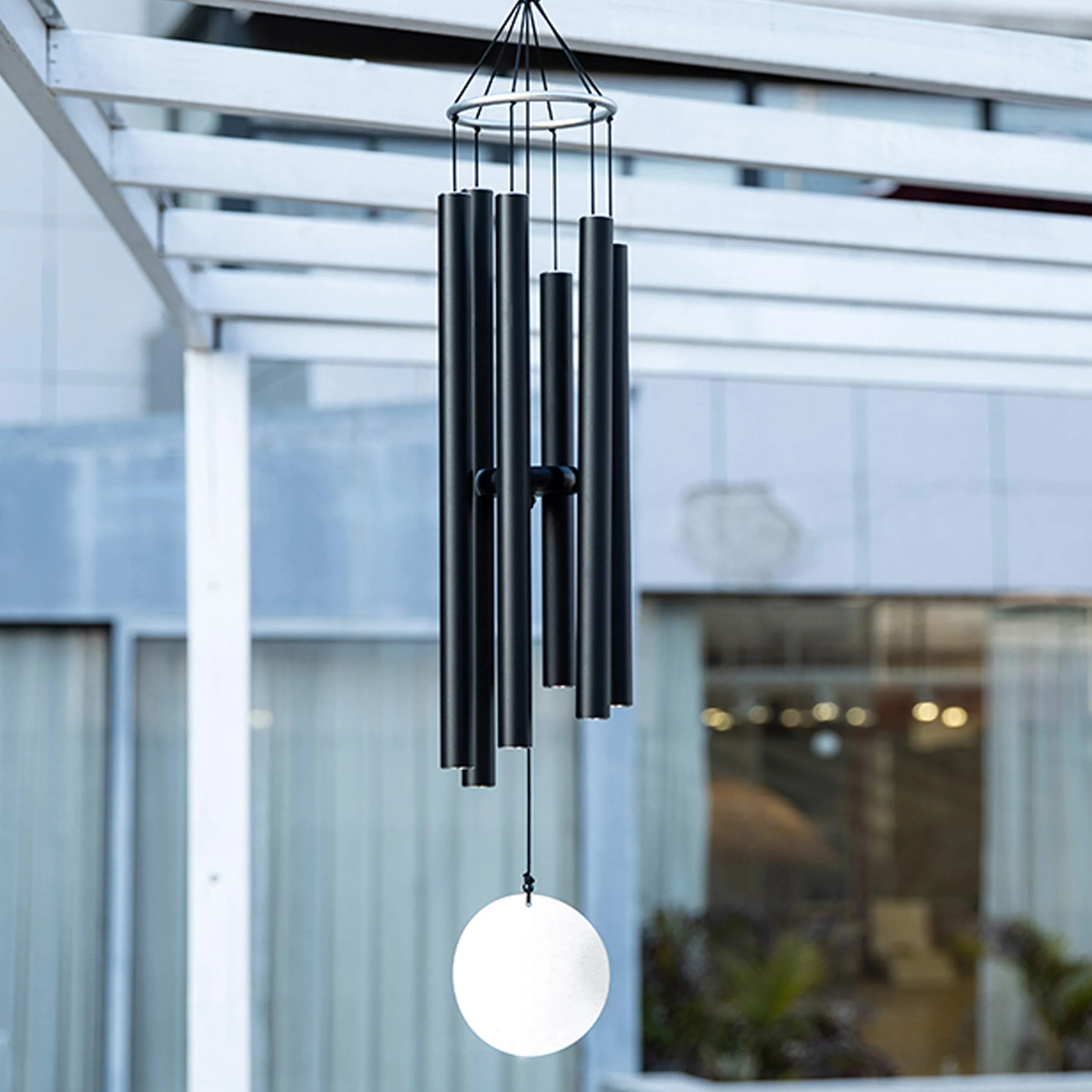 Loving Basso Metal Wind Chimes Outdoor Large Deep Tone,45In Large Outdoor Chimes Deep Tone Tuned Relaxing Melody,Sympathy Deep Sound Windchimes With A Card For Mother Father Family,Matte Black