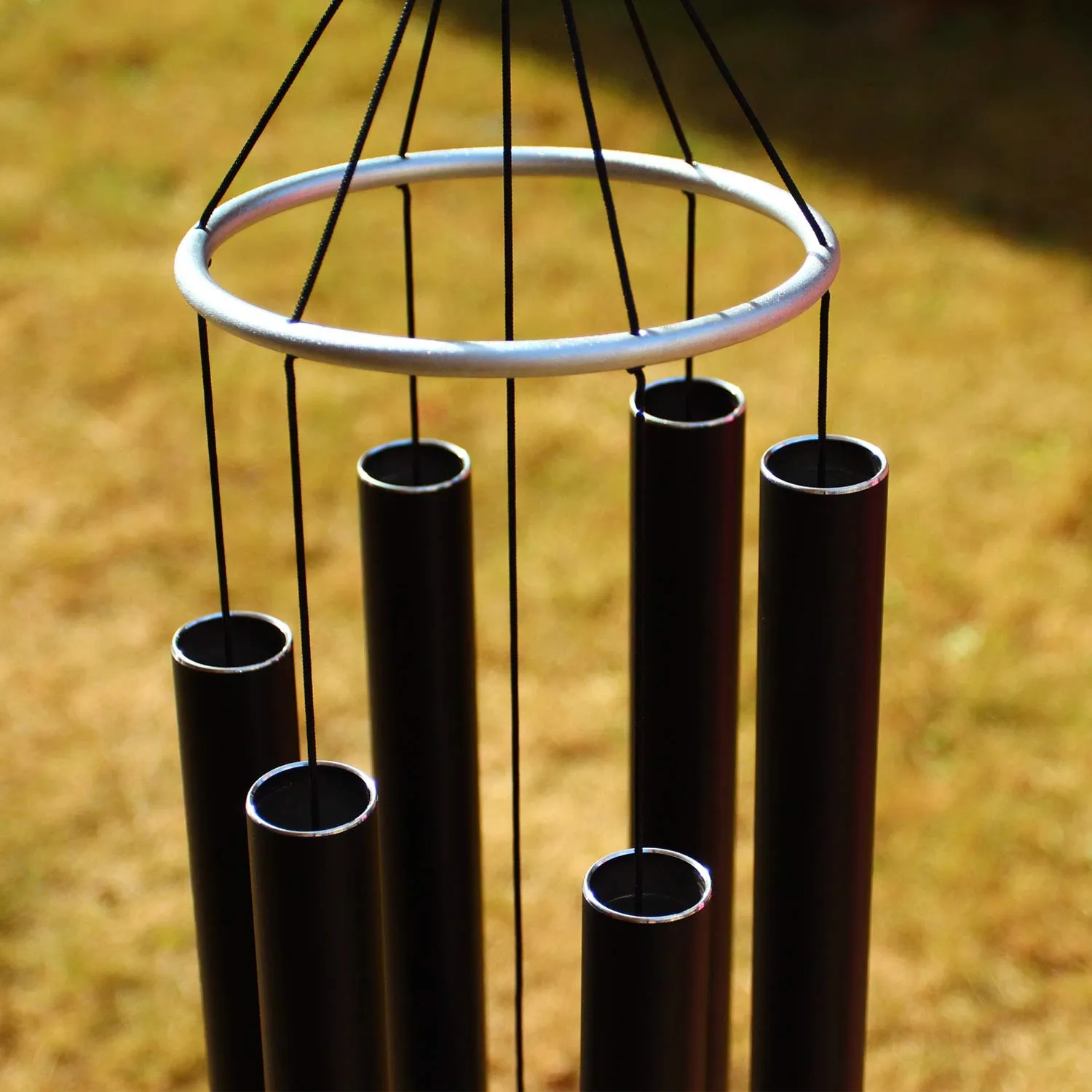 Loving Basso Metal Wind Chimes Outdoor Large Deep Tone,45In Large Outdoor Chimes Deep Tone Tuned Relaxing Melody,Sympathy Deep Sound Windchimes With A Card For Mother Father Family,Matte Black