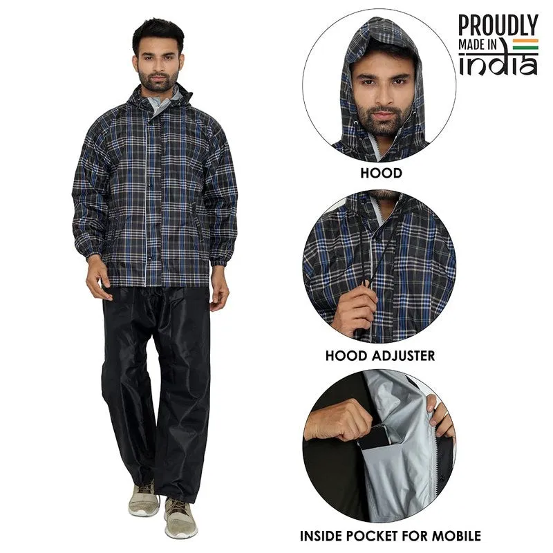 Men Rain Coat - Waterproof, Reversible, Reflective | Set of Top & Bottom | XX-Large | Pioneer Brown