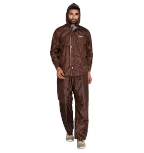 Men Rainwear – Waterproof Reversible Rain Coat with Pants | Includes Storage Bag | XL | Brown