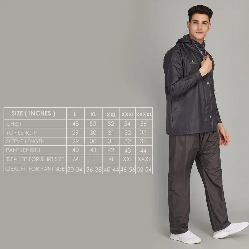 Men Rainwear – Waterproof Reversible Rain Coat with Pants | Includes Storage Bag | XL | Brown