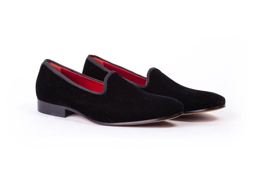Men's Black Velvet Slip-On with Leather Sole (EX-139)