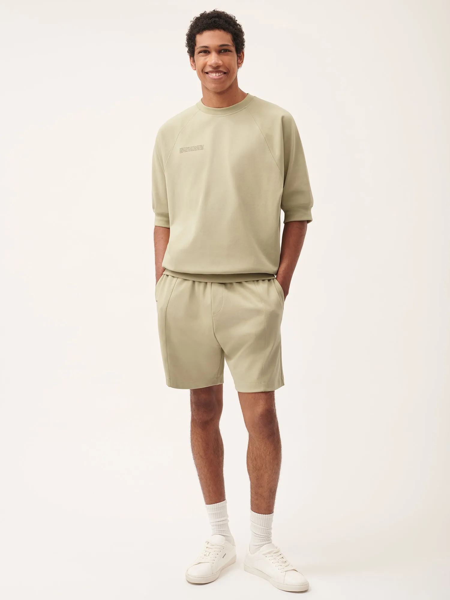 Mens DNA Double Jersey Panelled Shorts—maitake beige