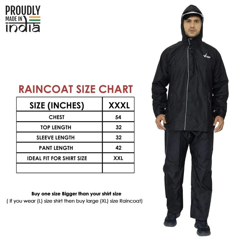 Men's Raincoat - Waterproof & Reversible | Adjustable Hood | XL | Black