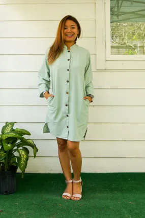 Mint Organic Cotton Shirtdress with Pockets