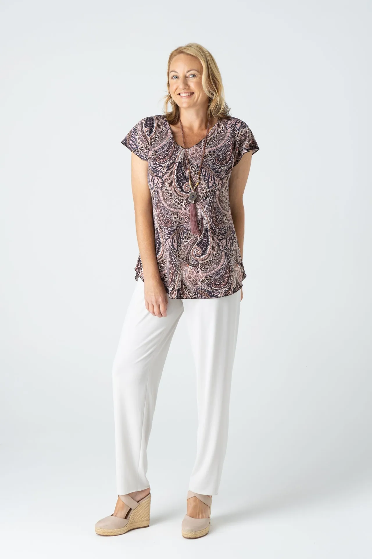 Musk Print Short Sleeve Jersey Top