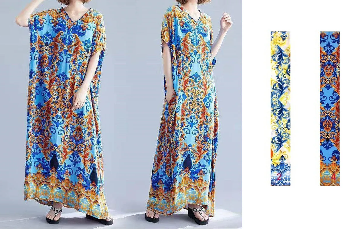 "Amalfi Garden" Floral Print Kaftan