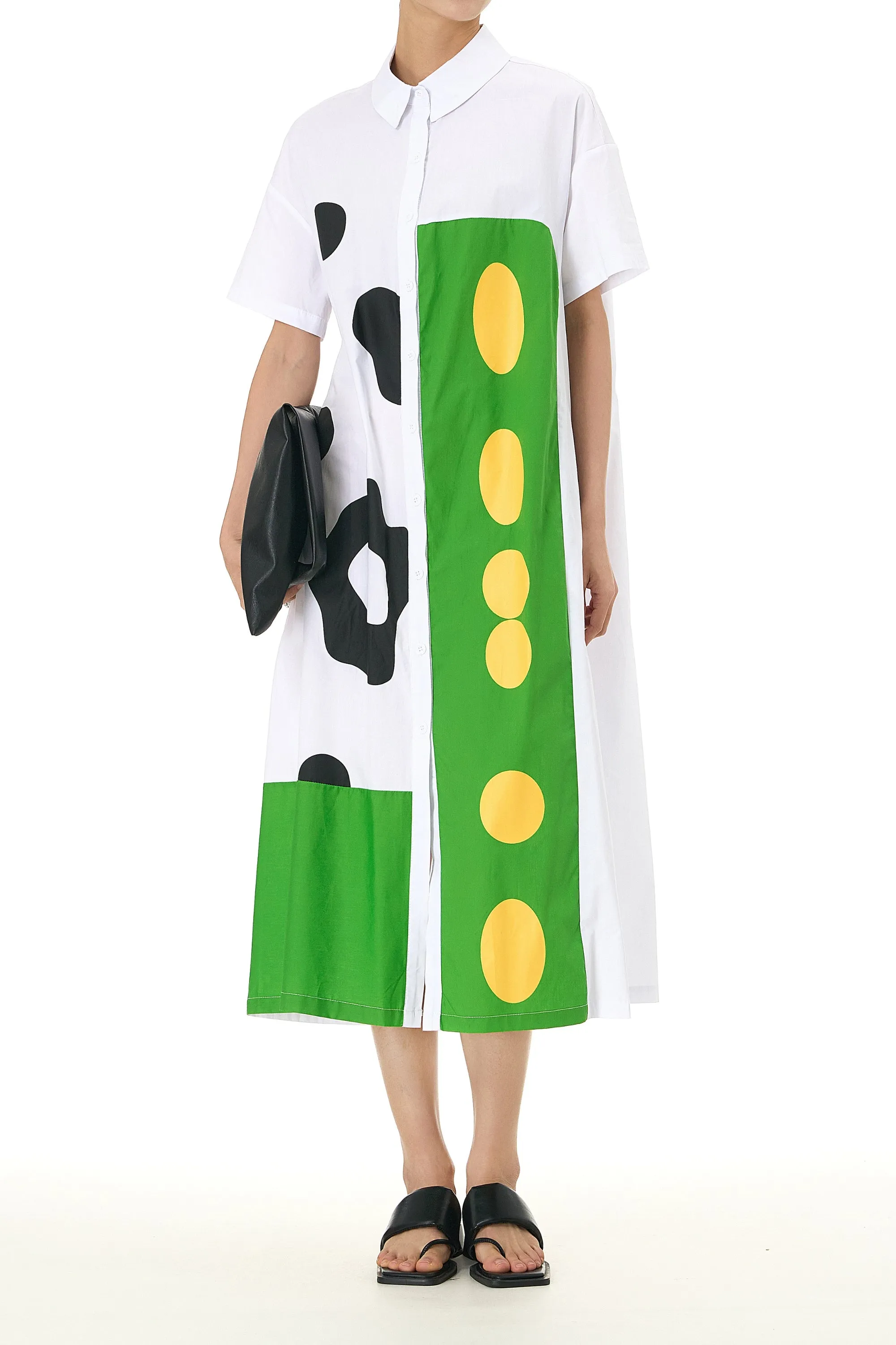 Shirt Dress with Neon Abstract Print