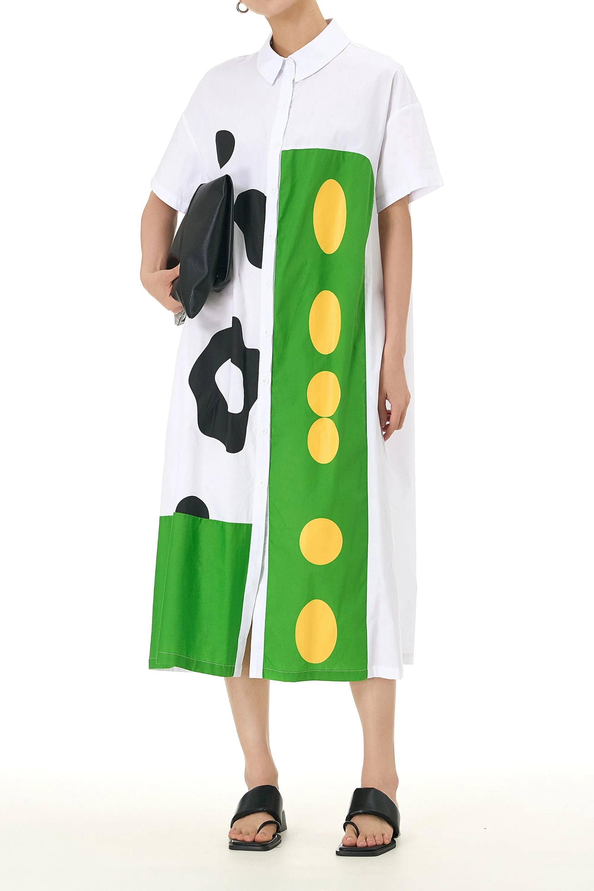 Shirt Dress with Neon Abstract Print