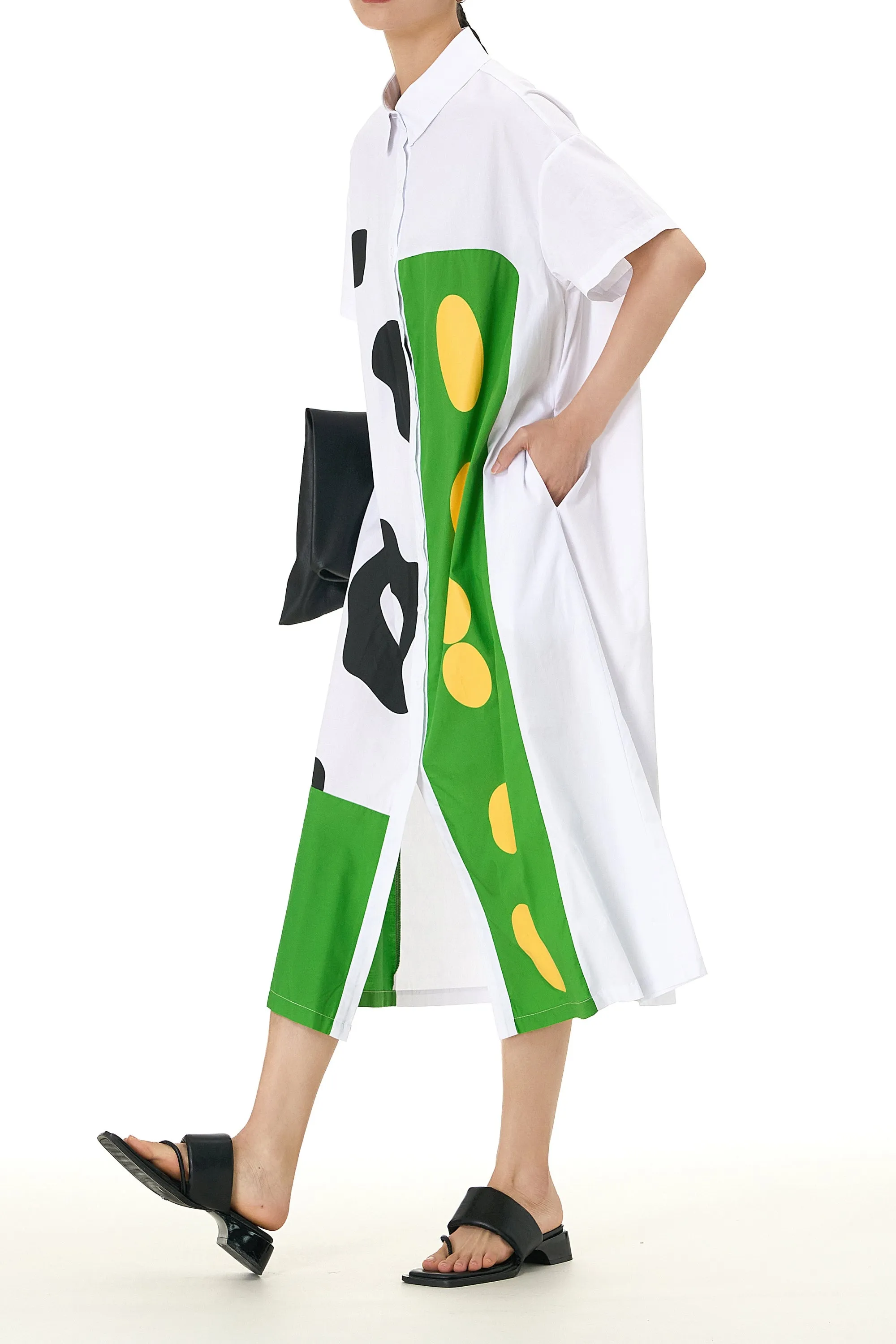Shirt Dress with Neon Abstract Print