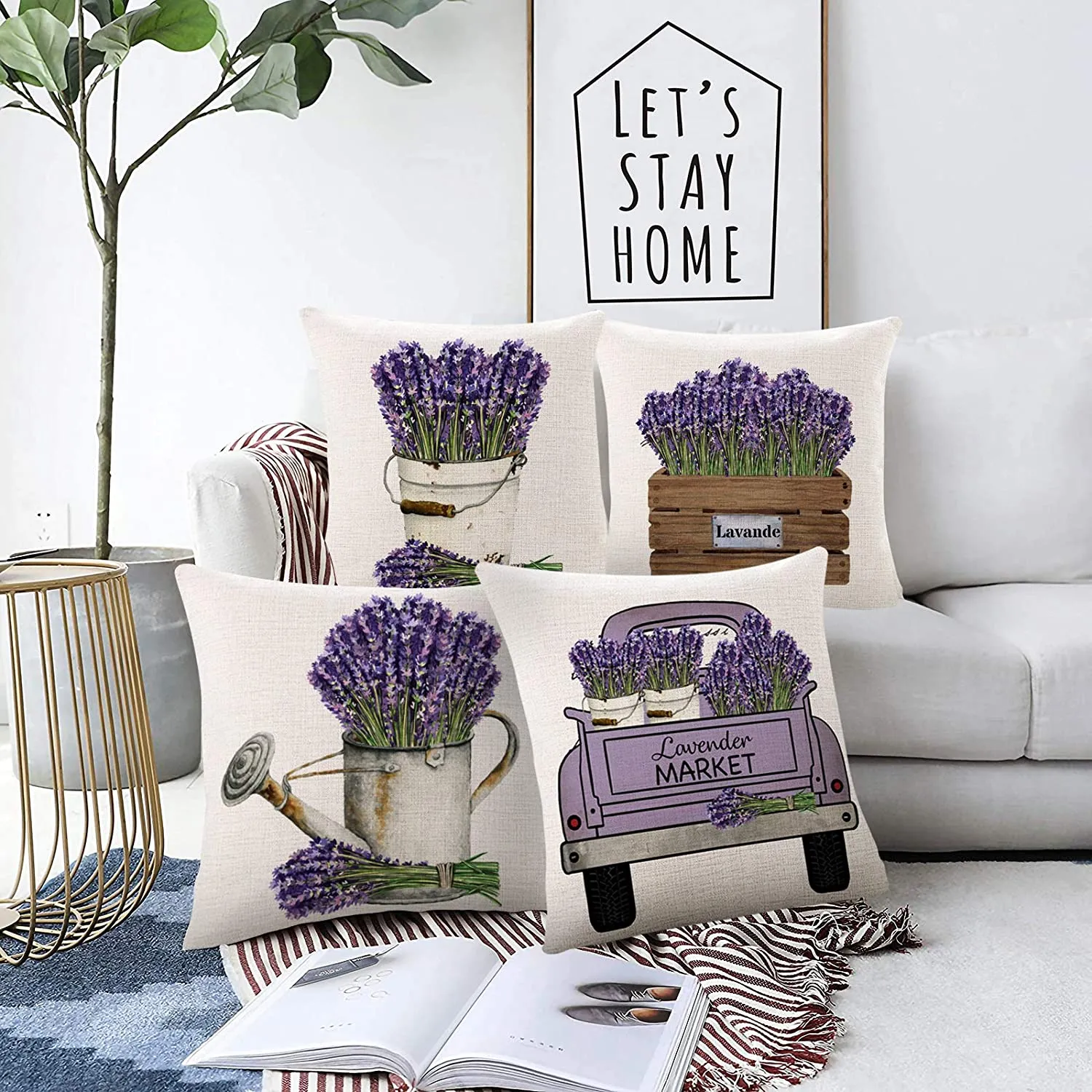 Sinpooo summer lavender farmhouse pillow