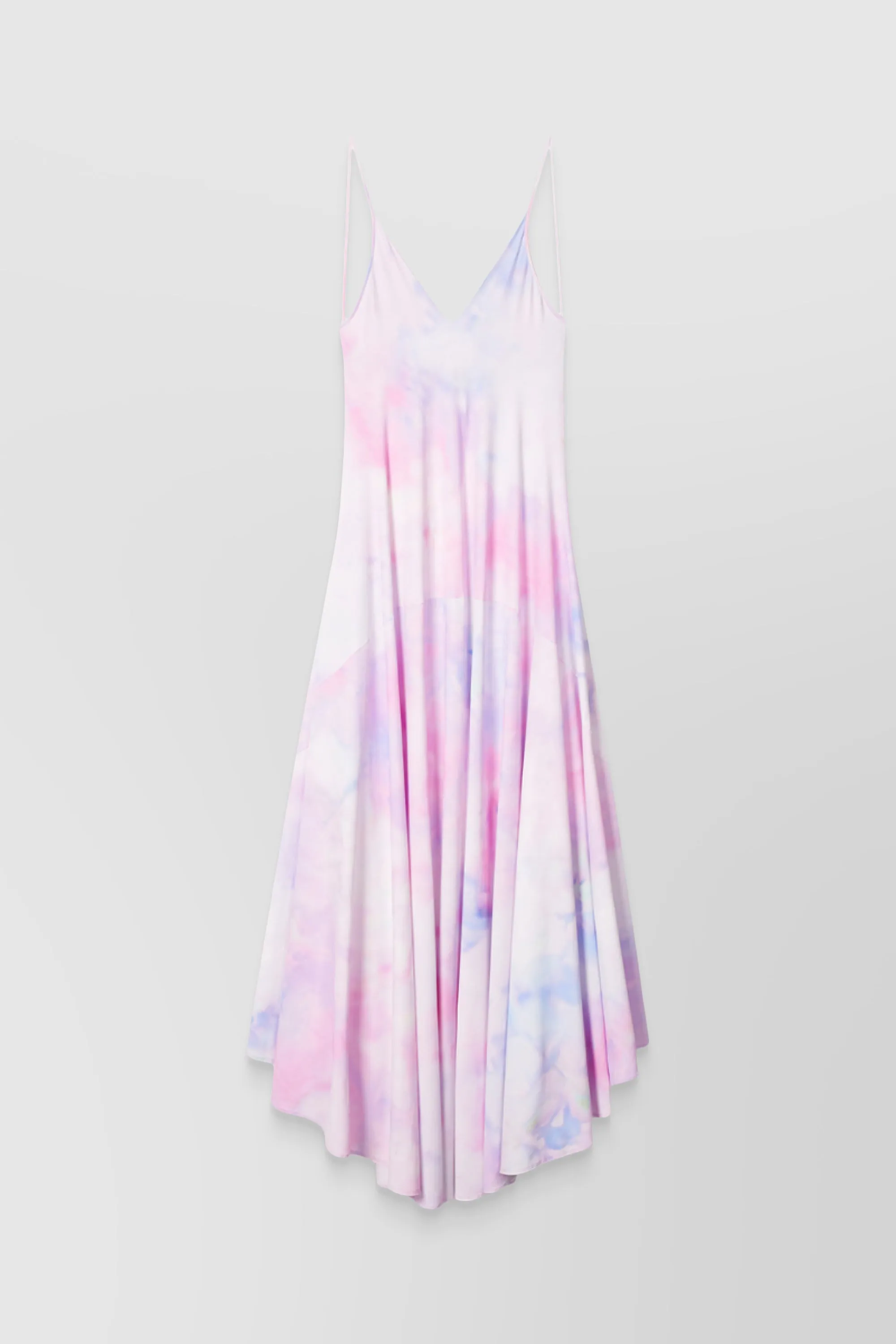 Tie dye printed pleated slip dress