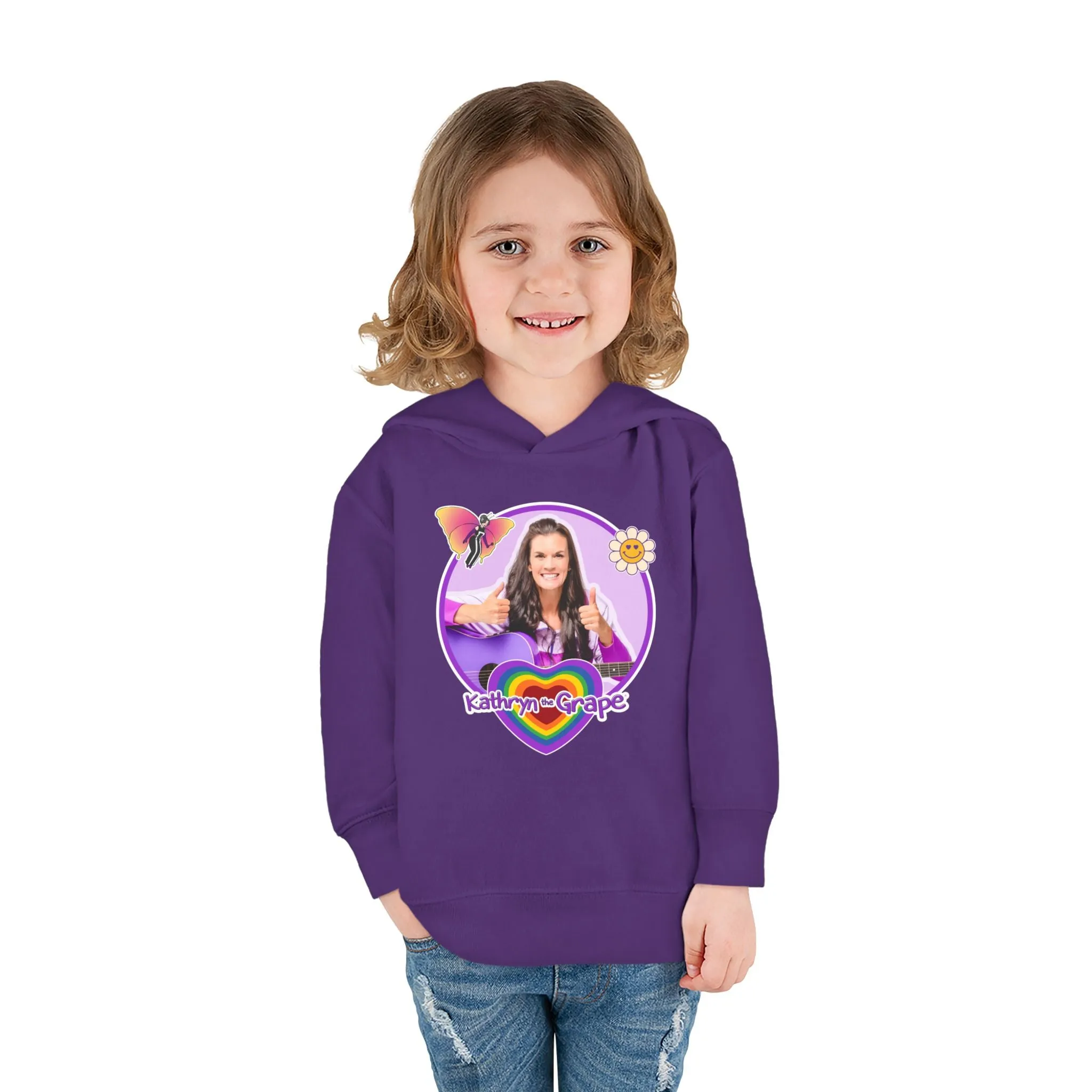 Toddler Pullover Fleece Hoodie with Maggie the Magical Butterfly and Kathryn the Grape for Playtime and Dance Party Fun