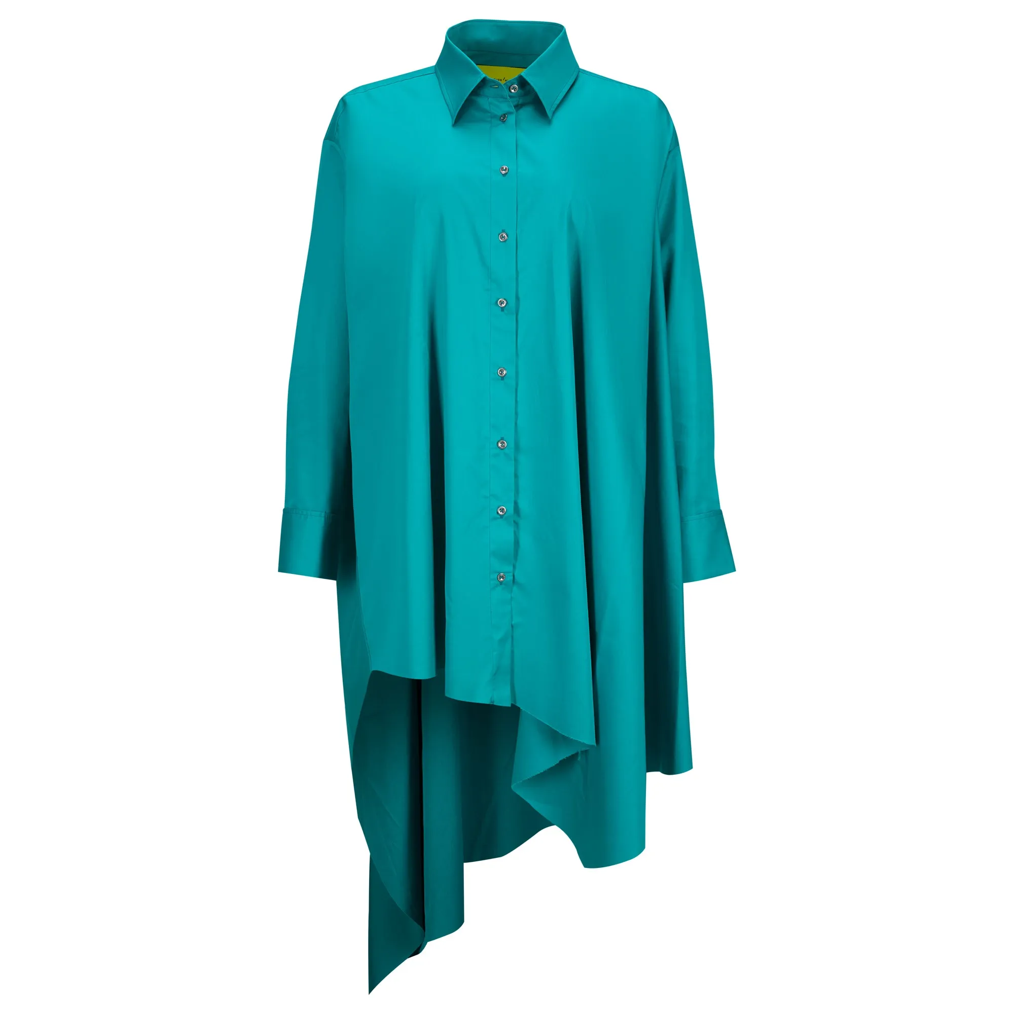 TURQUOISE ASYMMETRIC OVERSIZE SHIRT DRESS