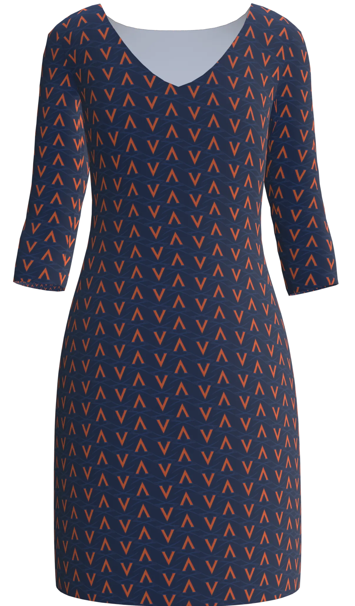 University of Virginia Print 3/4 Sleeve Resort Dress - UVA1B