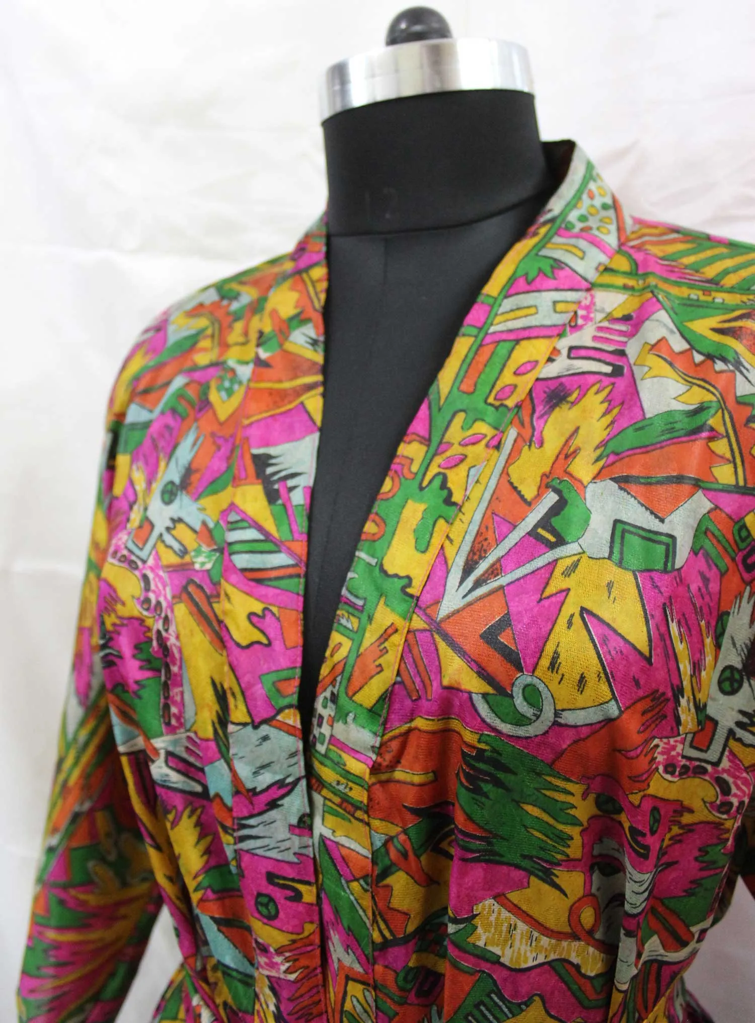 Vintage Silk Sari Women Kimono Long Dress Kaftan Cover Up Dress Gown Casual Wear
