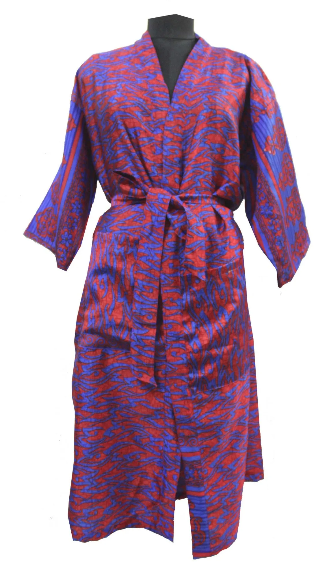 Vintage Silk Sari Women Kimono Long Dress Kaftan Cover Up Dress Gown Casual Wear