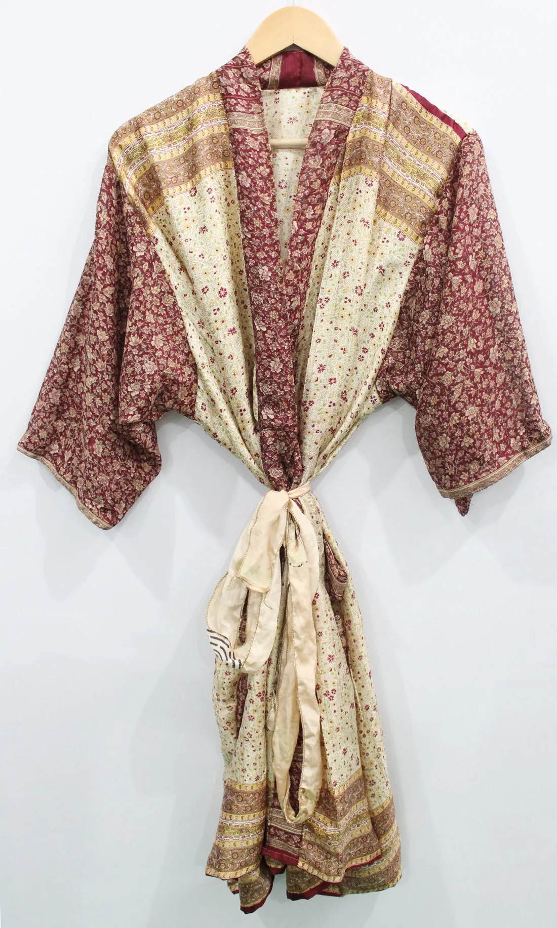 Vintage Silk Sari Women Kimono Long Dress Kaftan Cover Up Dress Gown Casual Wear