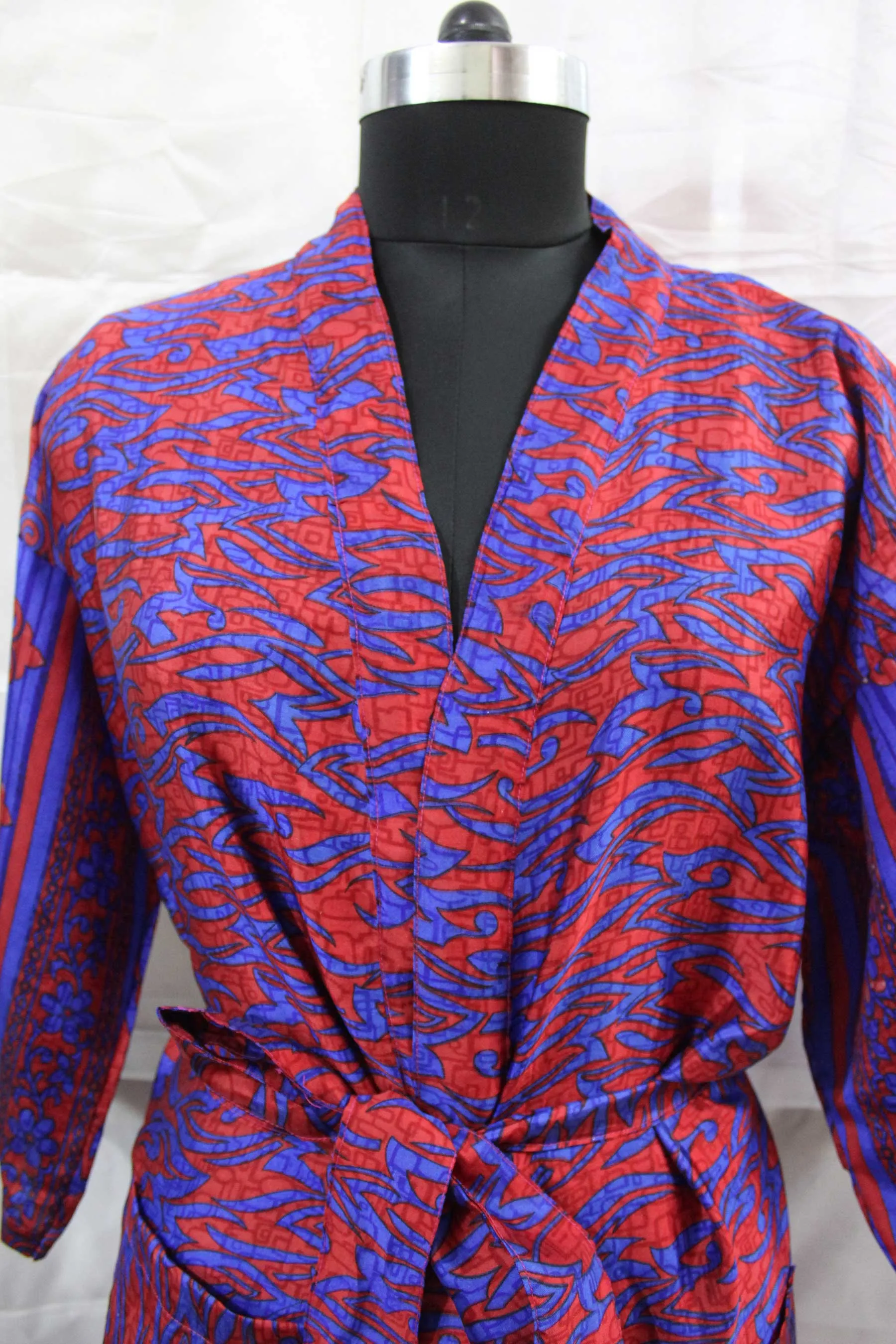 Vintage Silk Sari Women Kimono Long Dress Kaftan Cover Up Dress Gown Casual Wear