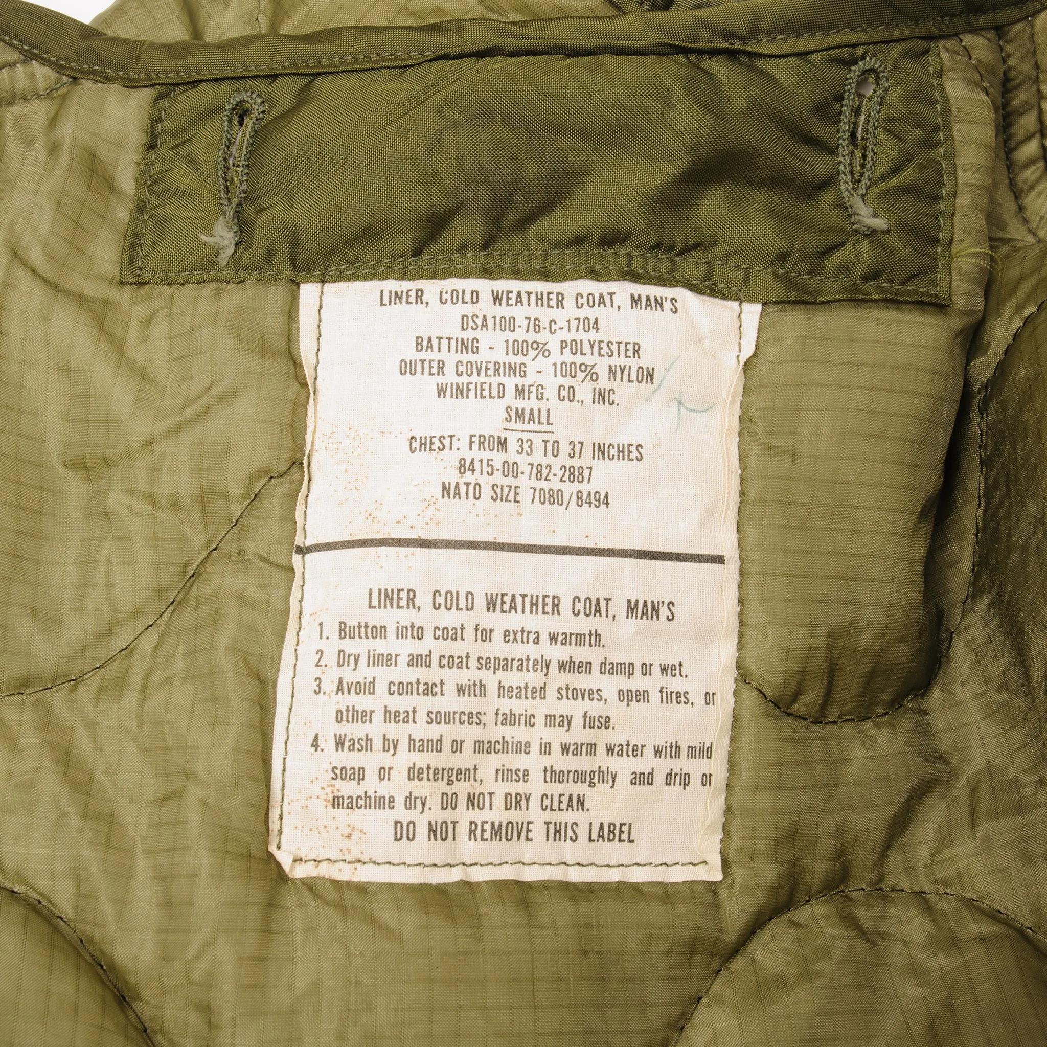 VINTAGE US ARMY M-1965 M65 FIELD JACKET 1967 VIETNAM WAR SIZE SMALL LONG WITH LINER NOS