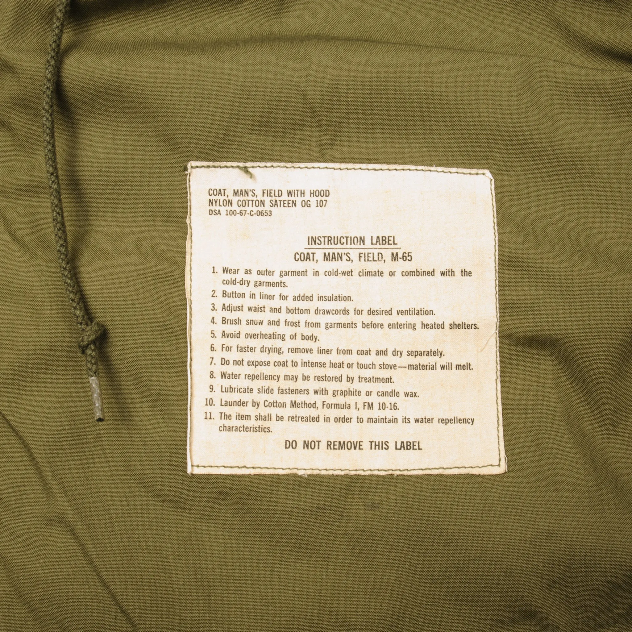 VINTAGE US ARMY M-1965 M65 FIELD JACKET 1967 VIETNAM WAR SIZE SMALL LONG WITH LINER NOS
