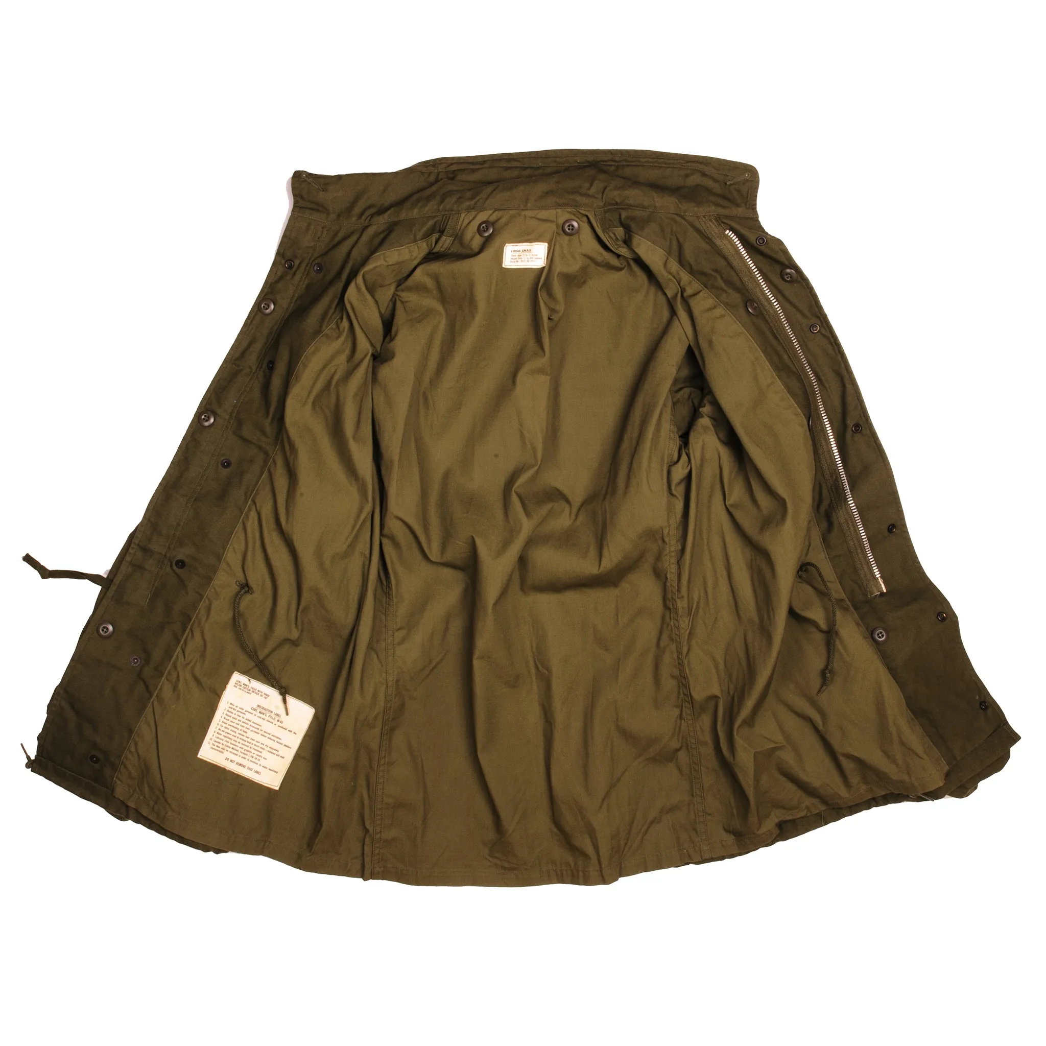 VINTAGE US ARMY M-1965 M65 FIELD JACKET 1967 VIETNAM WAR SIZE SMALL LONG WITH LINER NOS