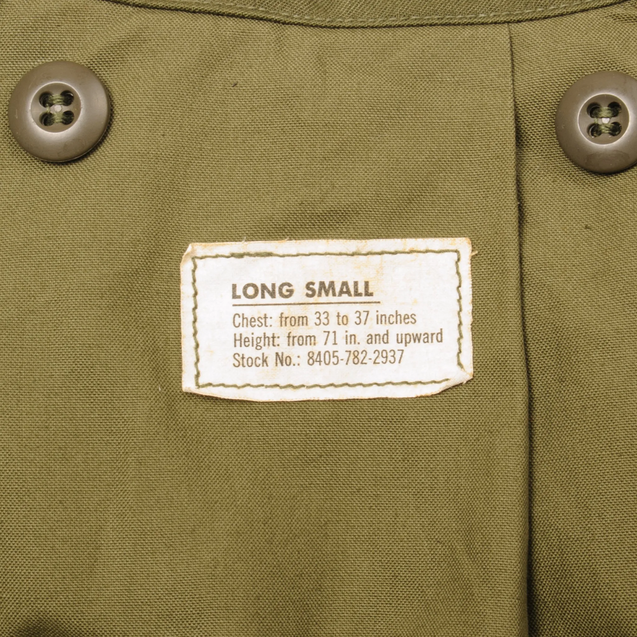 VINTAGE US ARMY M-1965 M65 FIELD JACKET 1967 VIETNAM WAR SIZE SMALL LONG WITH LINER NOS